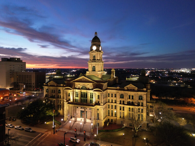 Tarrant County Courthouse at night, Ft Worth Texas